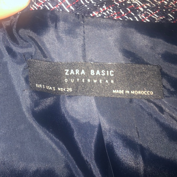 ZARA BLUE tweed  MOTO JACKET size S - Picture 4 of 6